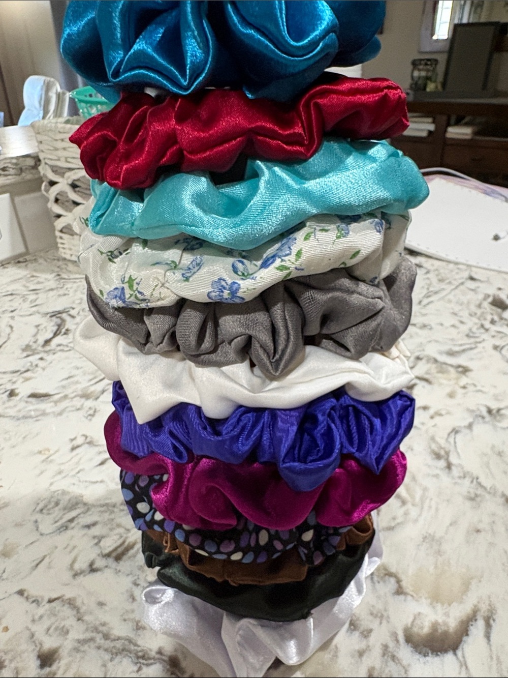 1 DOZEN Satin Scrunchie Hair Elastics - Multi Color Pack